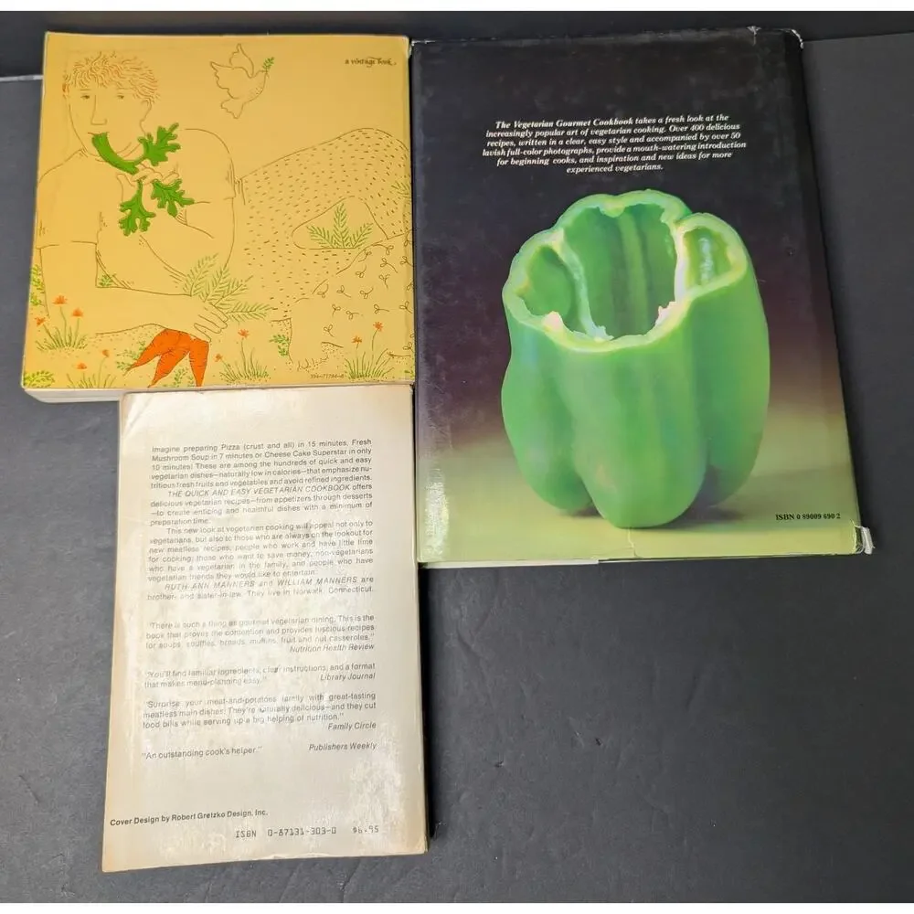 Vtg Cookbook Lot 3 Vegetarian Epicure Vegetarian Gourmet Quick & Easy Veg 70/80s